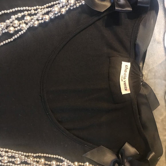 SALE! 🖤Black Blouse w/Ribbons & Beads 🖤 - Picture 3 of 4